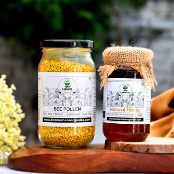 Multifloral Honey and Bee Pollen Grains | Natural Superfood | (200gm Grains and 250gm Honey)