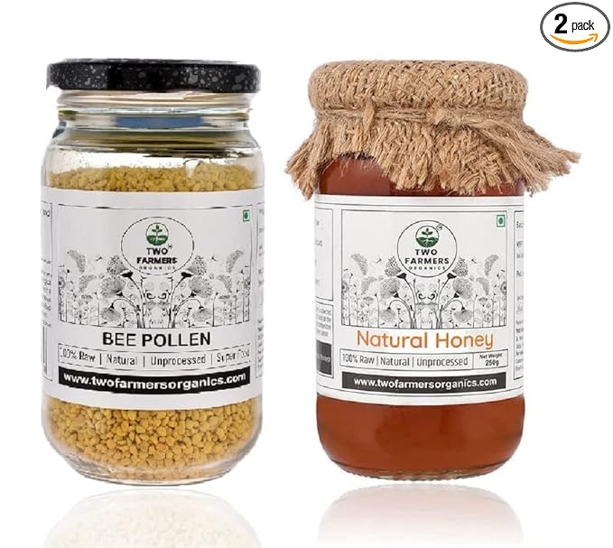 Multifloral Honey and Bee Pollen Grains Natural Superfood (200 gm Grains and 250 gm Honey)