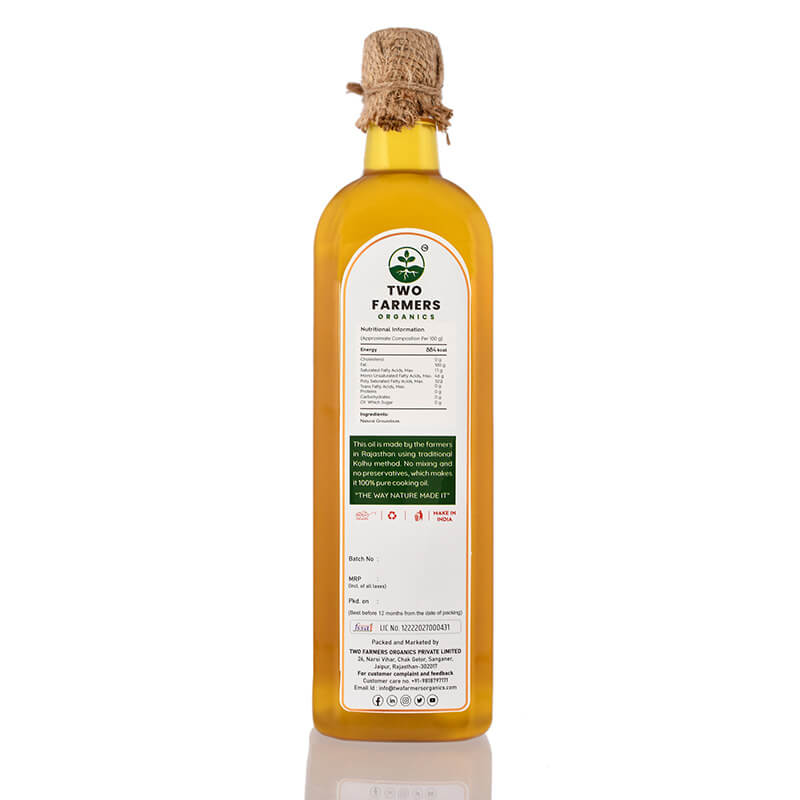 Wood-Pressed Groundnut Oil -कोल्हू मूंगफली तेल - twofarmersorganics