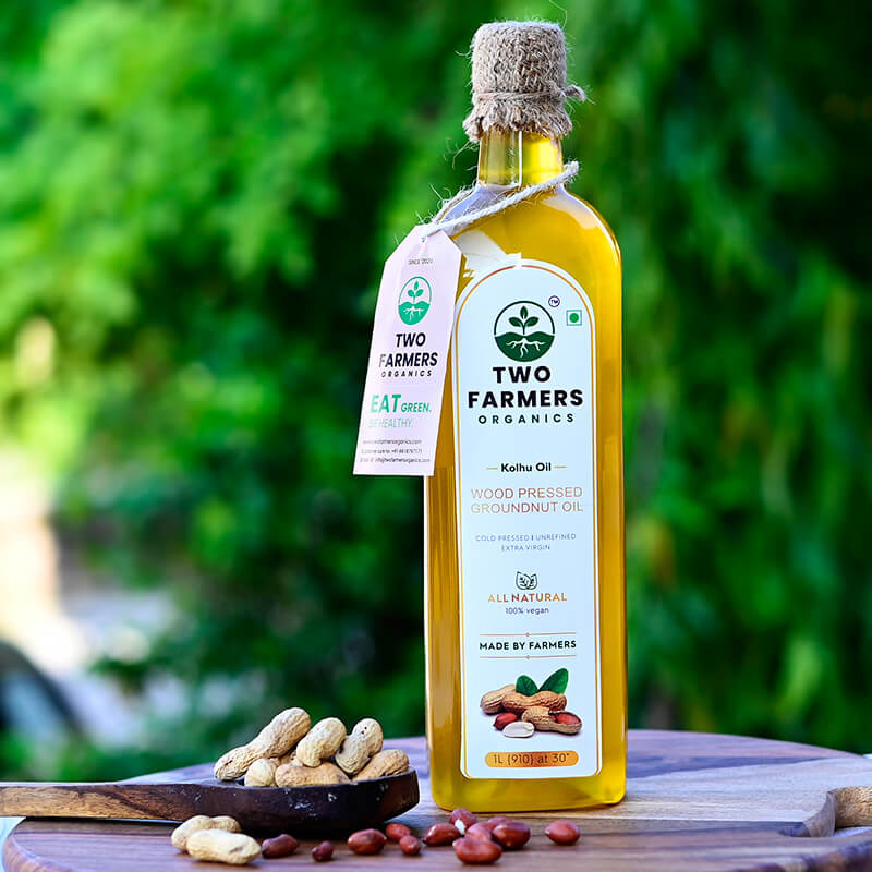 Wood-Pressed Groundnut Oil -कोल्हू मूंगफली तेल - twofarmersorganics